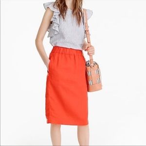 NWT JCrew Orange/Red Linen skirt Medium